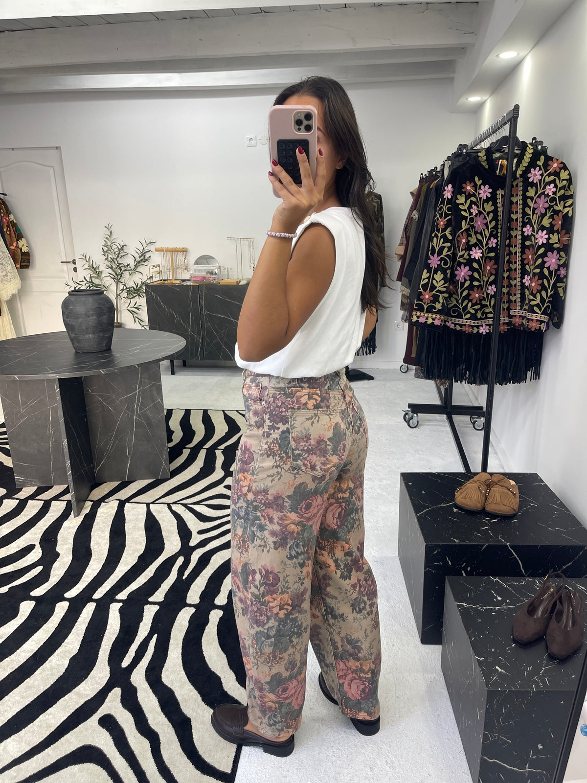 Floral Barrel Jeans