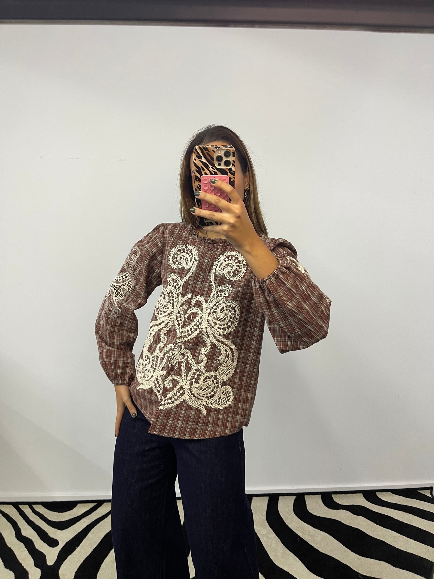 Camisa Xadrez Bordada