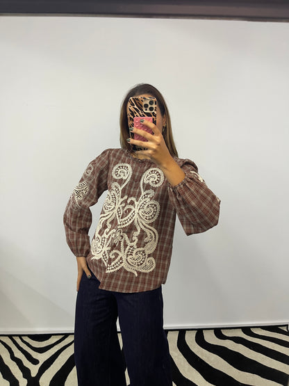 Camisa Xadrez Bordada