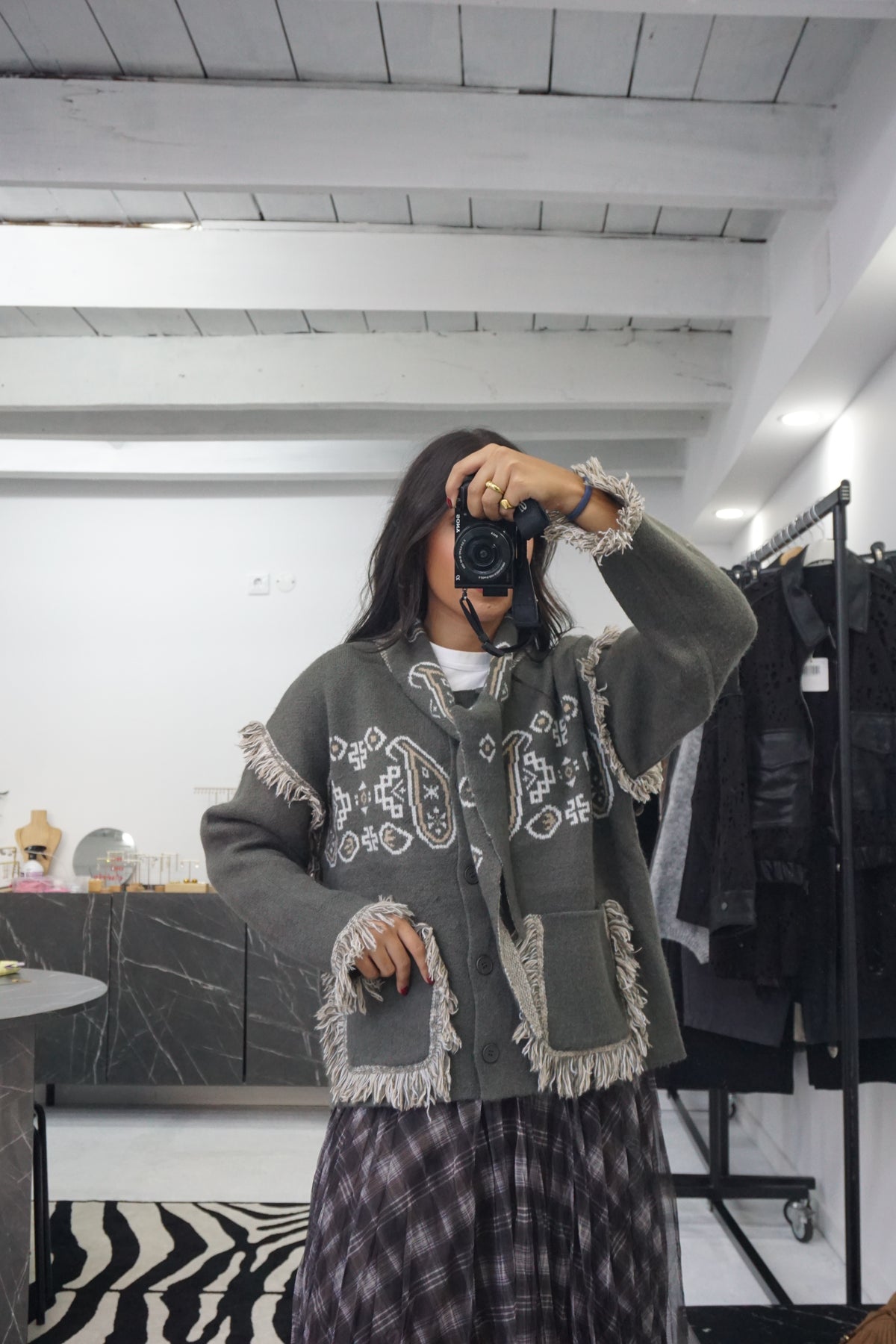 Cardigan com Lenço