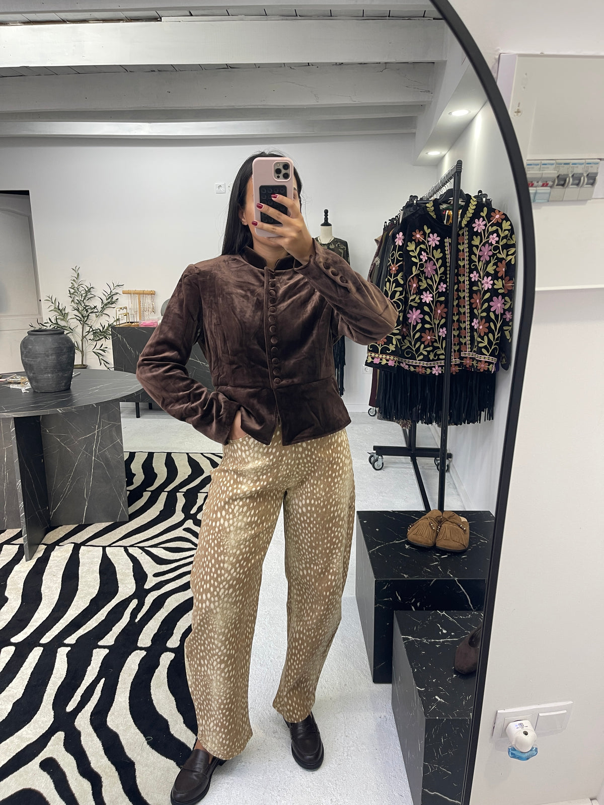Bambi Print Barrel Jeans