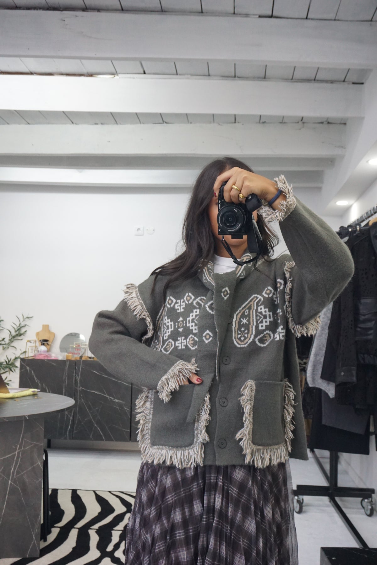 Cardigan com Lenço