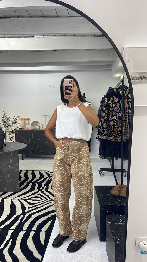 Bambi Print Barrel Jeans