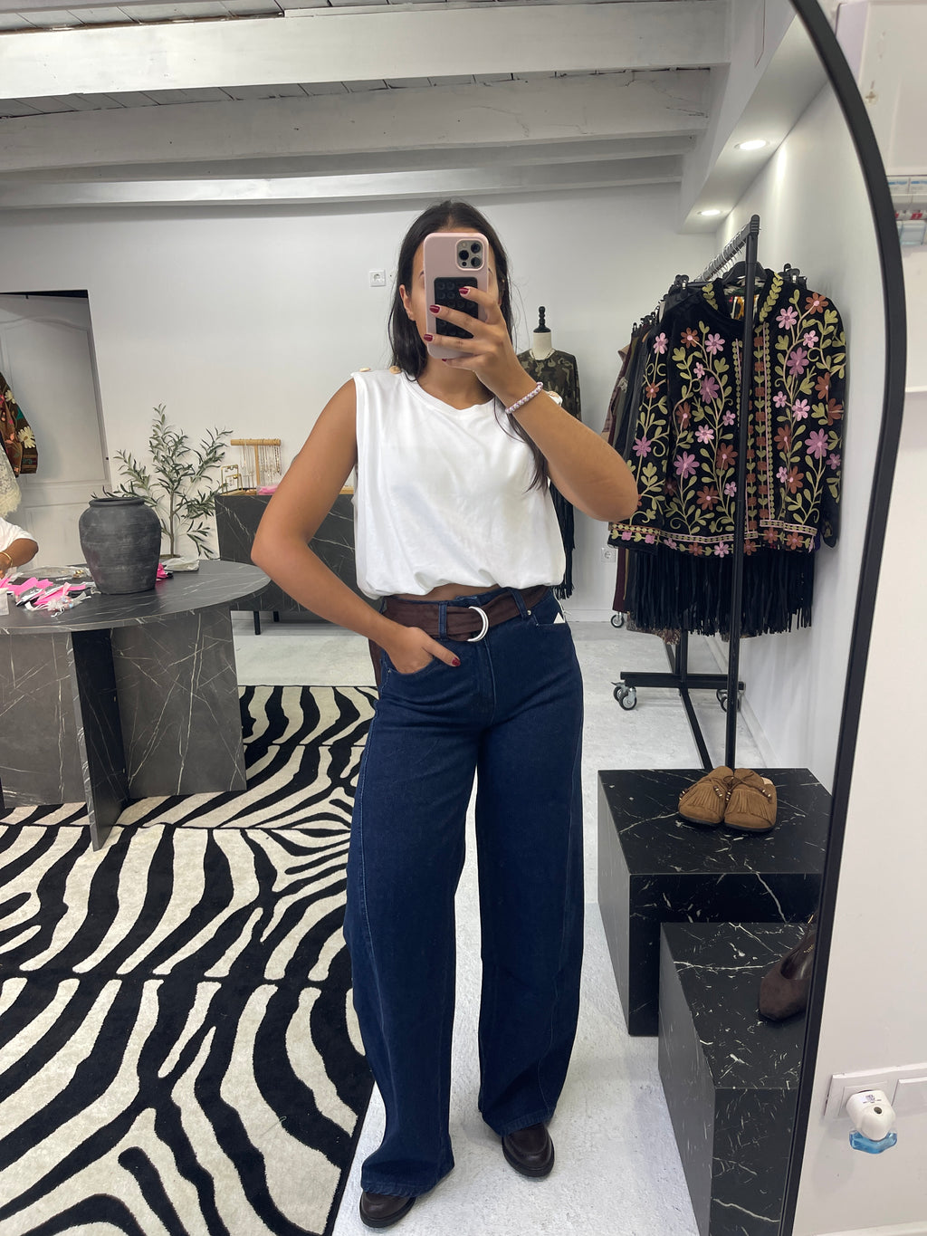 Wide Leg Jeans c/ Cinto