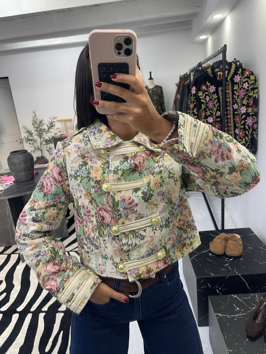 Casaco Cropped Jacquard