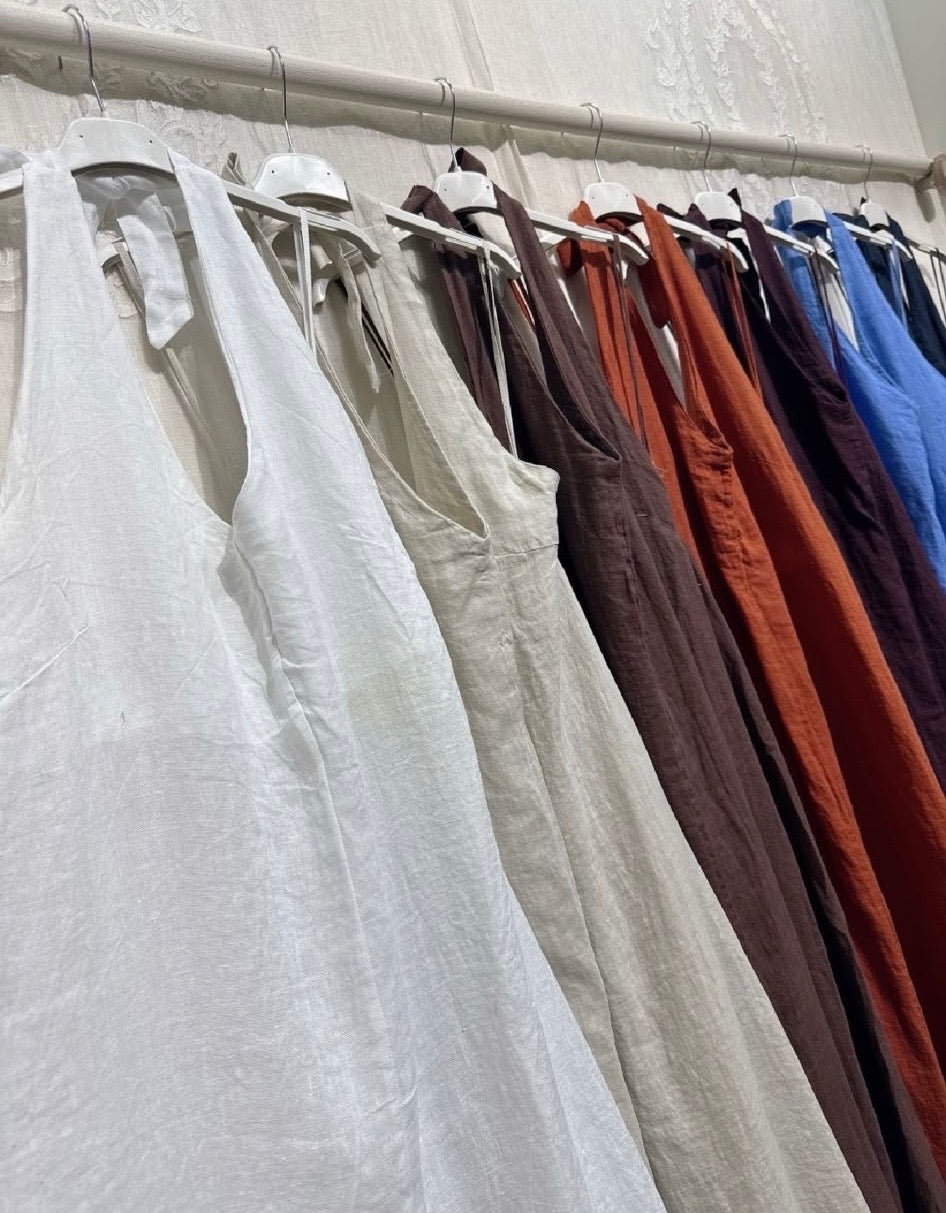 Vestido Costas Abertas 100% linho