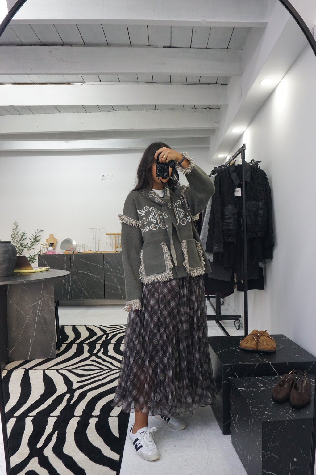 Cardigan com Lenço