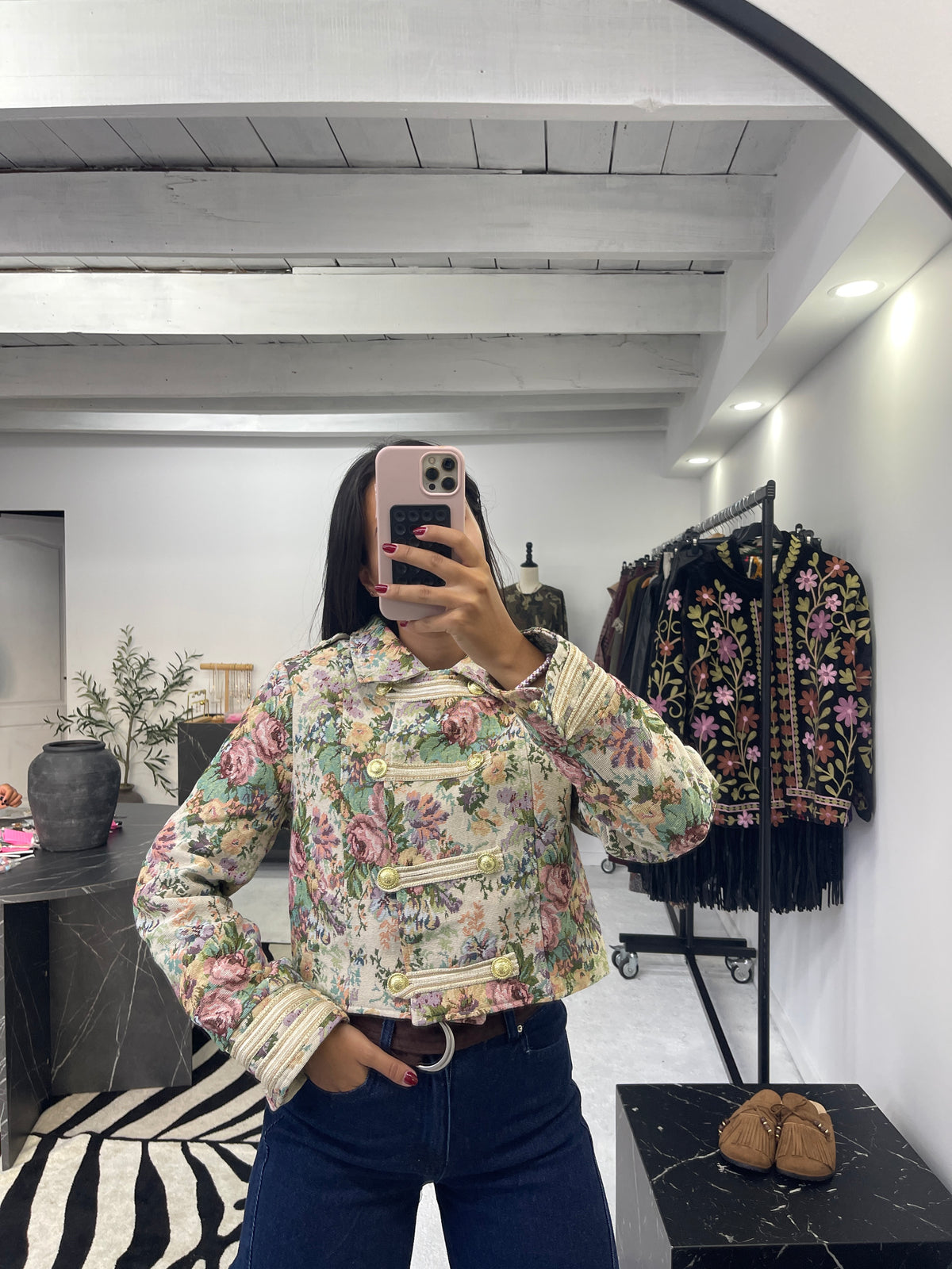 Casaco Cropped Jacquard