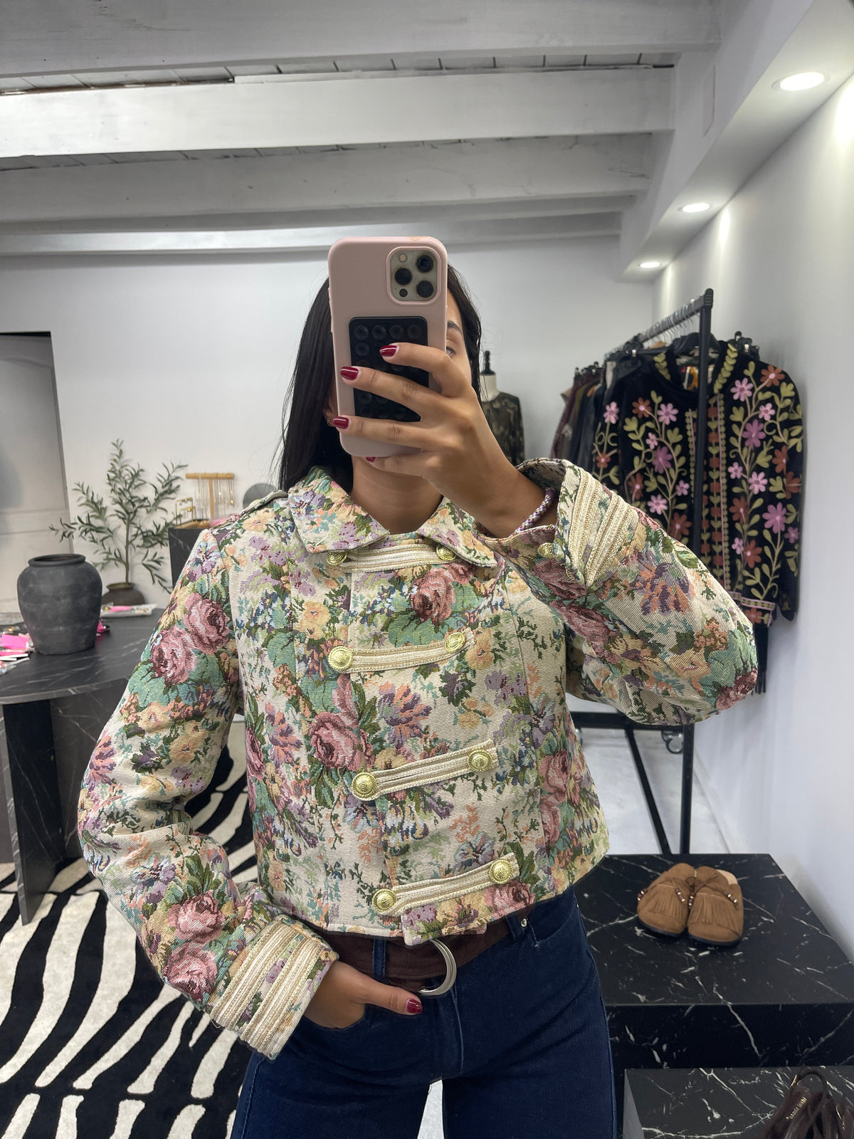 Casaco Cropped Jacquard