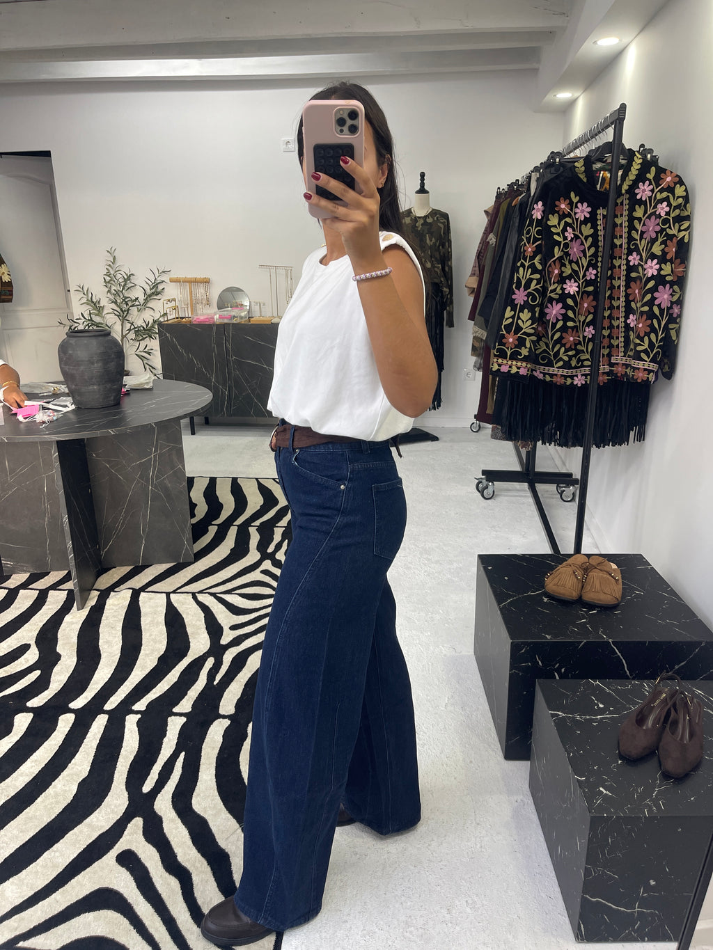 Wide Leg Jeans c/ Cinto