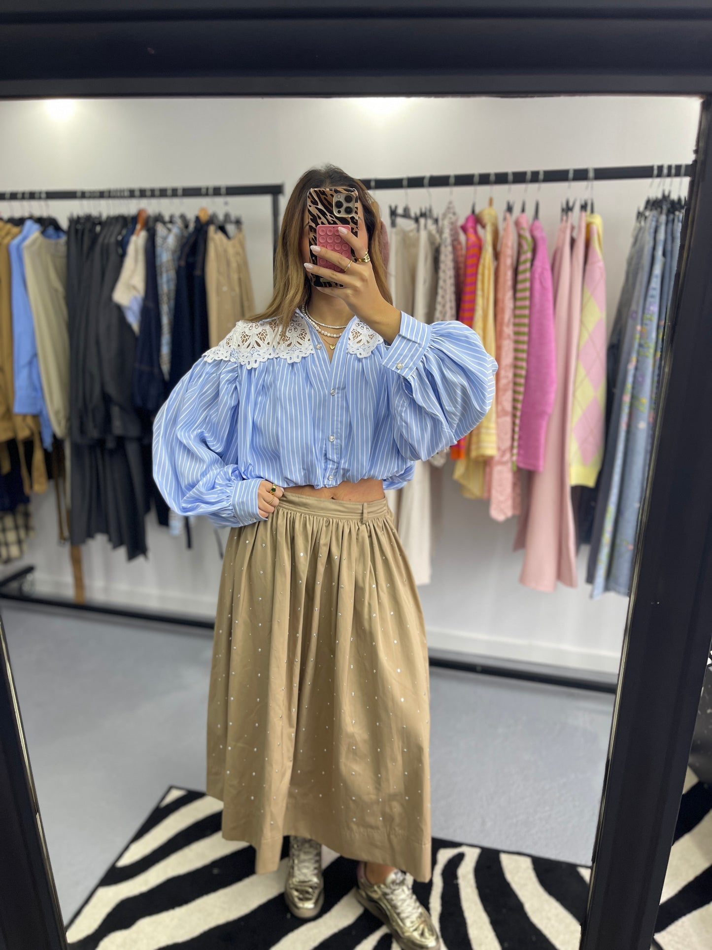 Saia Popelina Tachas