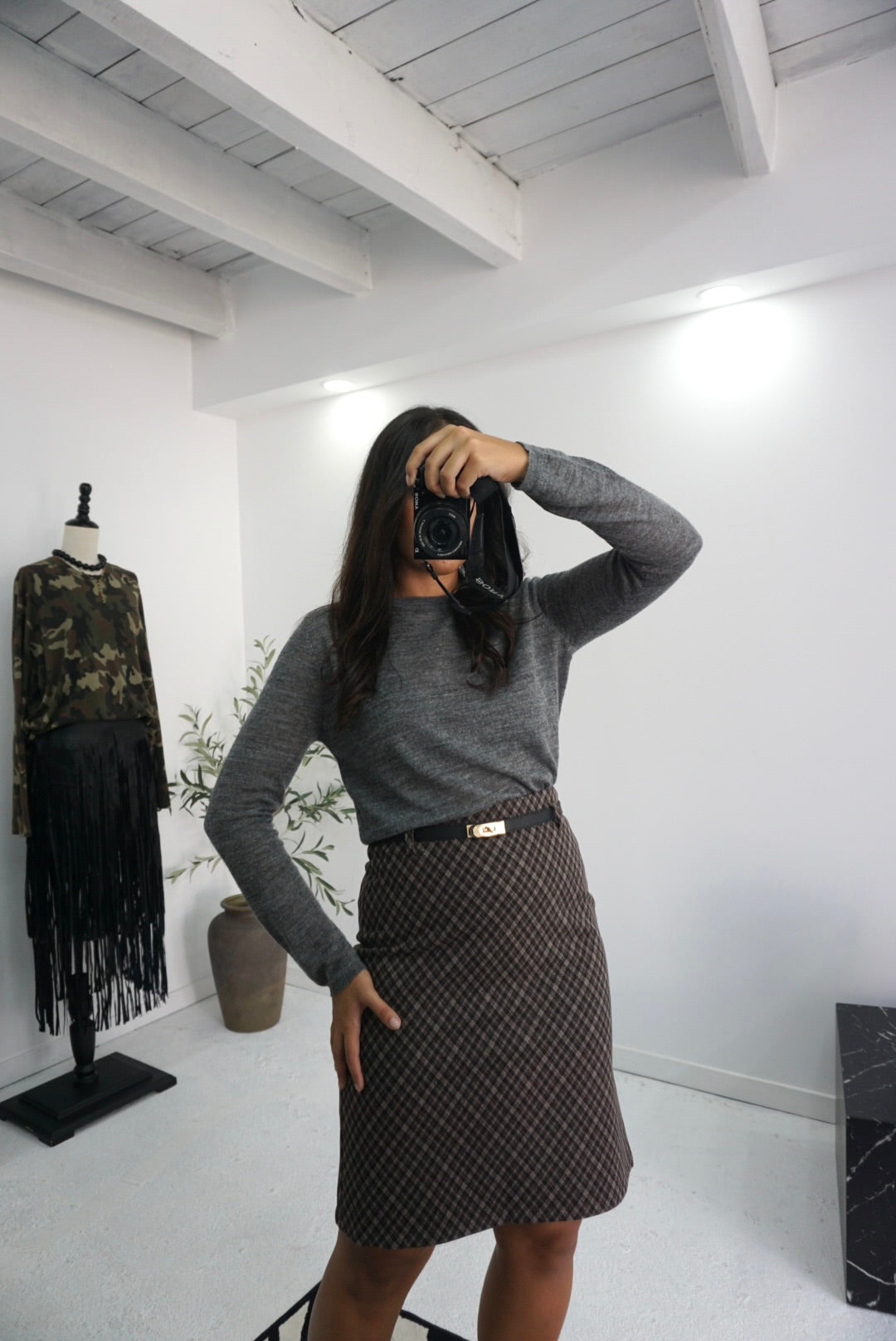 Saia Tartan com cinto