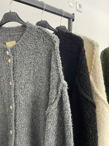 Cardigan Malha Bouclé (4 cores)