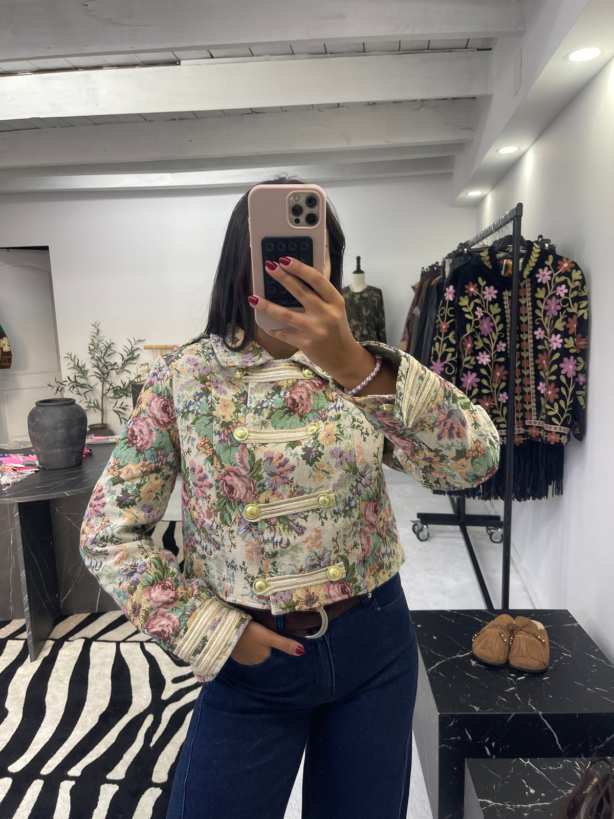 Casaco Cropped Jacquard